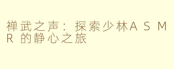 禅武之声:探索少林ASMR的静心之旅