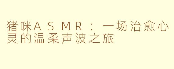 猪咪ASMR:一场治愈心灵的温柔声波之旅