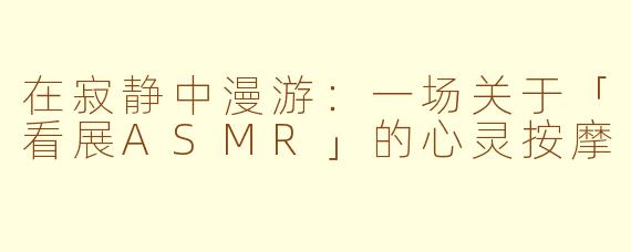 在寂静中漫游:一场关于「看展ASMR」的心灵按摩