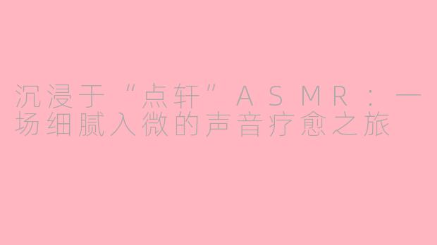 沉浸于“点轩”ASMR:一场细腻入微的声音疗愈之旅