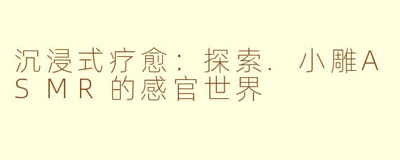 沉浸式疗愈：探索.小雕ASMR的感官世界