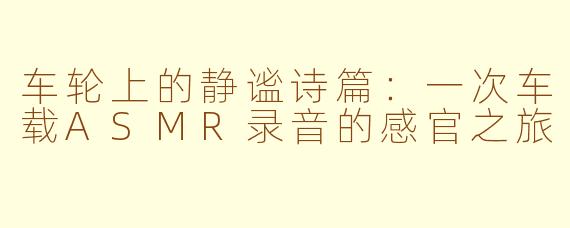 车轮上的静谧诗篇：一次车载ASMR录音的感官之旅