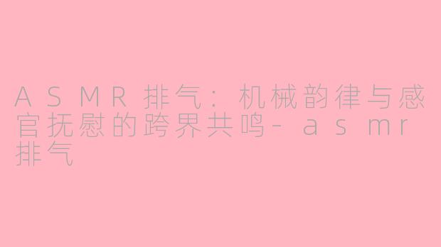 ASMR排气:机械韵律与感官抚慰的跨界共鸣-asmr排气