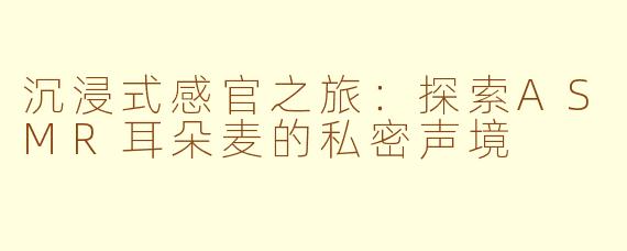 沉浸式感官之旅:探索ASMR耳朵麦的私密声境