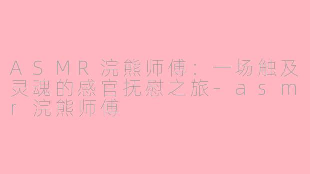 ASMR浣熊师傅：一场触及灵魂的感官抚慰之旅-asmr浣熊师傅