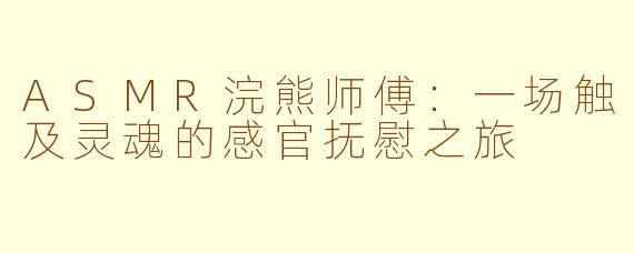 ASMR浣熊师傅：一场触及灵魂的感官抚慰之旅