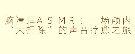 脑清理ASMR：一场颅内“大扫除”的声音疗愈之旅