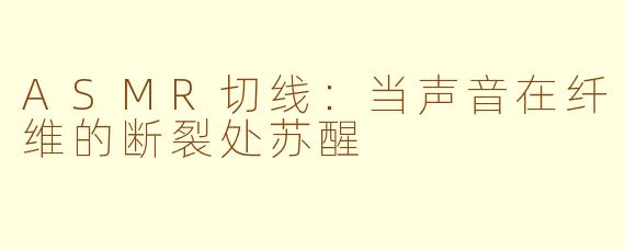 ASMR切线:当声音在纤维的断裂处苏醒