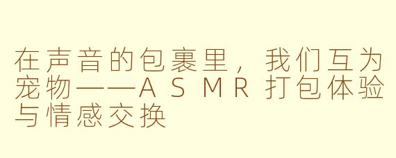 在声音的包裹里，我们互为宠物——ASMR打包体验与情感交换