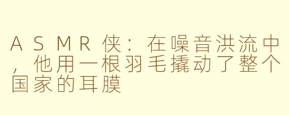 ASMR侠：在噪音洪流中，他用一根羽毛撬动了整个国家的耳膜