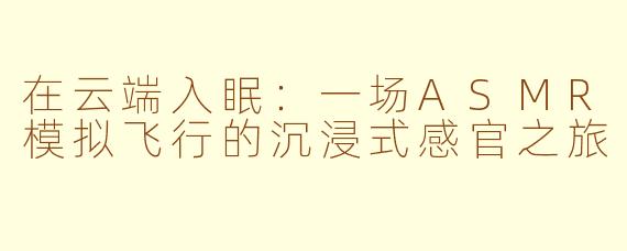 在云端入眠：一场ASMR模拟飞行的沉浸式感官之旅
