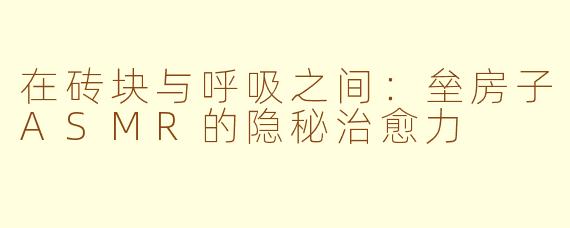 在砖块与呼吸之间:垒房子ASMR的隐秘治愈力