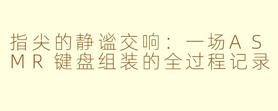 指尖的静谧交响:一场ASMR键盘组装的全过程记录