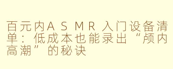 百元内ASMR入门设备清单:低成本也能录出“颅内高潮”的秘诀