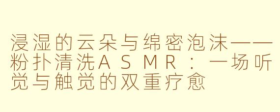 浸湿的云朵与绵密泡沫——粉扑清洗ASMR:一场听觉与触觉的双重疗愈