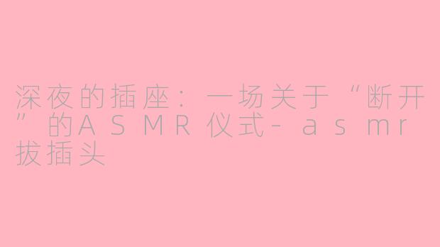 深夜的插座：一场关于“断开”的ASMR仪式-asmr拔插头