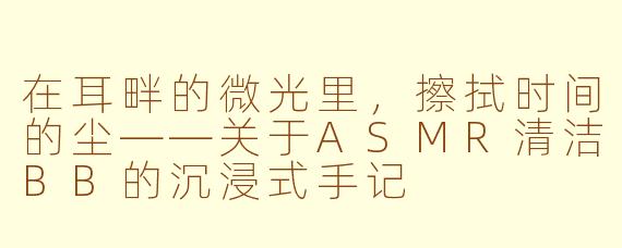 在耳畔的微光里,擦拭时间的尘——关于ASMR清洁BB的沉浸式手记