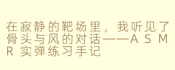在寂静的靶场里，我听见了骨头与风的对话——ASMR实弹练习手记