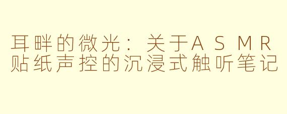 耳畔的微光:关于ASMR贴纸声控的沉浸式触听笔记