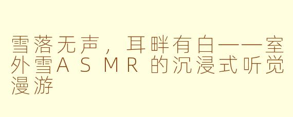雪落无声,耳畔有白——室外雪ASMR的沉浸式听觉漫游