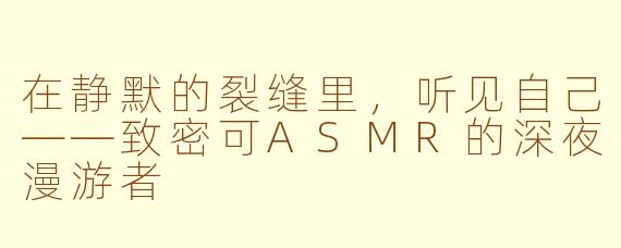 在静默的裂缝里，听见自己——致密可ASMR的深夜漫游者