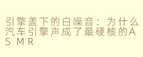 引擎盖下的白噪音:为什么汽车引擎声成了最硬核的ASMR