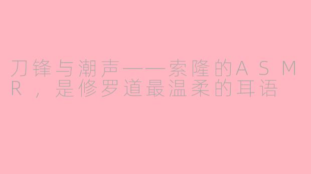 刀锋与潮声——索隆的ASMR,是修罗道最温柔的耳语