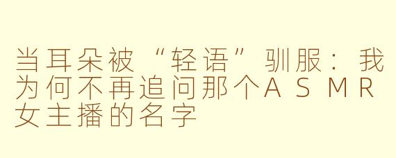当耳朵被“轻语”驯服：我为何不再追问那个ASMR女主播的名字