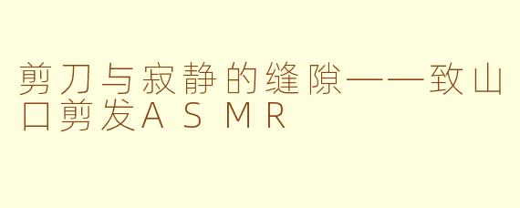 剪刀与寂静的缝隙——致山口剪发ASMR
