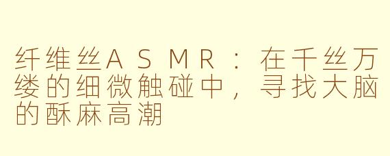 纤维丝ASMR：在千丝万缕的细微触碰中，寻找大脑的酥麻高潮