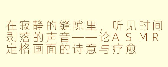 在寂静的缝隙里,听见时间剥落的声音——论ASMR定格画面的诗意与疗愈