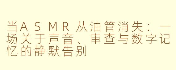 当ASMR从油管消失:一场关于声音、审查与数字记忆的静默告别