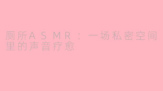 厕所ASMR：一场私密空间里的声音疗愈