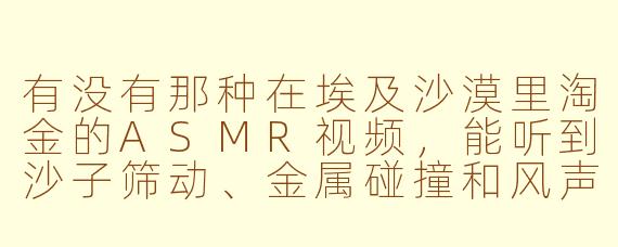 有没有那种在埃及沙漠里淘金的ASMR视频，能听到沙子筛动、金属碰撞和风声的？