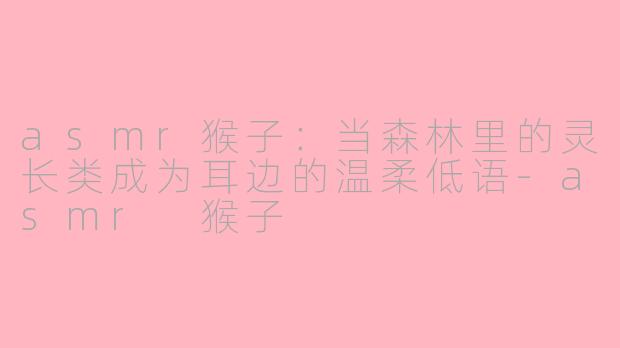 asmr猴子:当森林里的灵长类成为耳边的温柔低语-asmr 猴子