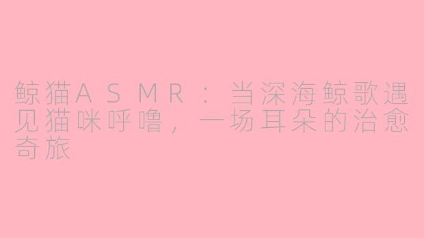 鲸猫ASMR:当深海鲸歌遇见猫咪呼噜,一场耳朵的治愈奇旅