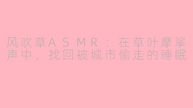风吹草ASMR:在草叶摩挲声中,找回被城市偷走的睡眠