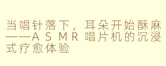 当唱针落下,耳朵开始酥麻——ASMR唱片机的沉浸式疗愈体验